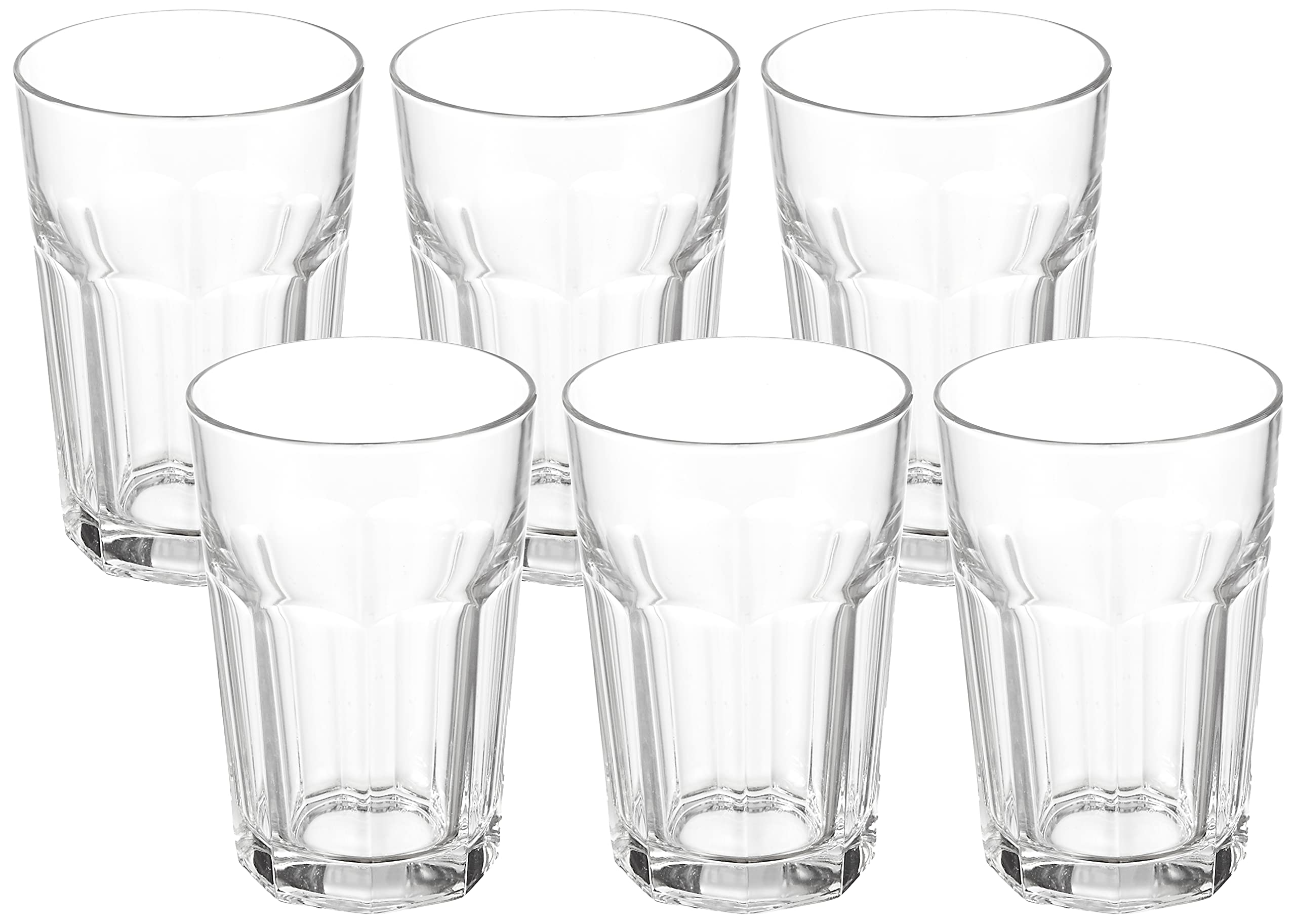 Amazon Brand - Solimo Glass Tumblers, 420ml, Set of 6, Transparent