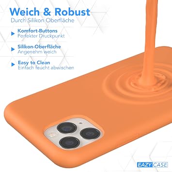 EAZY CASE Premium Silikon Handyhülle kompatibel mit iPhone 11 Pro Slimcover mit Kameraschutz und Innenfutter Silikonhülle Schutzhülle Bumper Handy Case Hülle Softcase Hell Orange