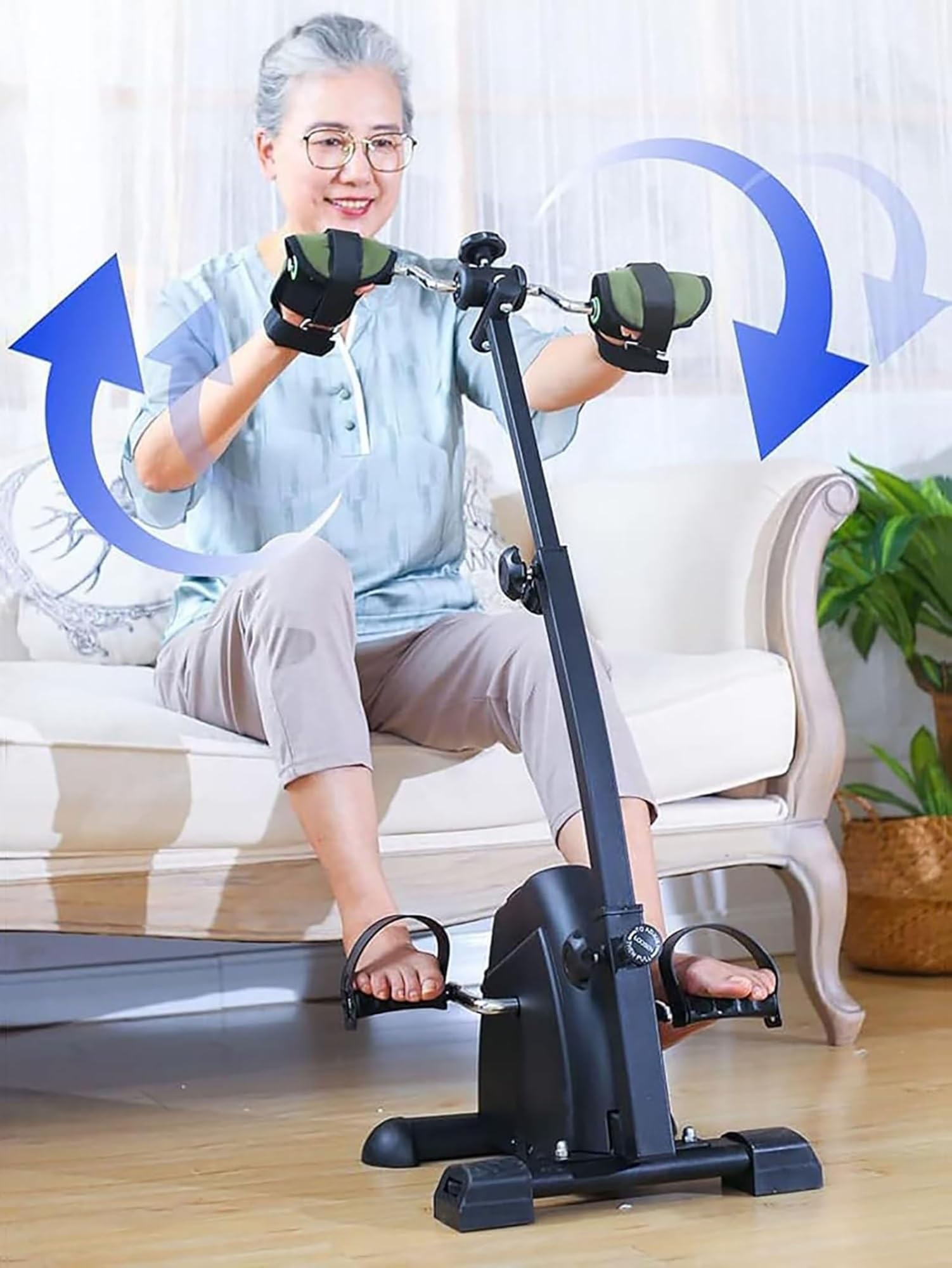 Rower treningowy z pedałami dla seniorów, z wyświetlaczem LCD Rower treningowy z pedałami do rąk, nóg i kolan Regulowany sprzęt fitness - świetny prezent Trening rehabilitacyjny dla osób starszych
