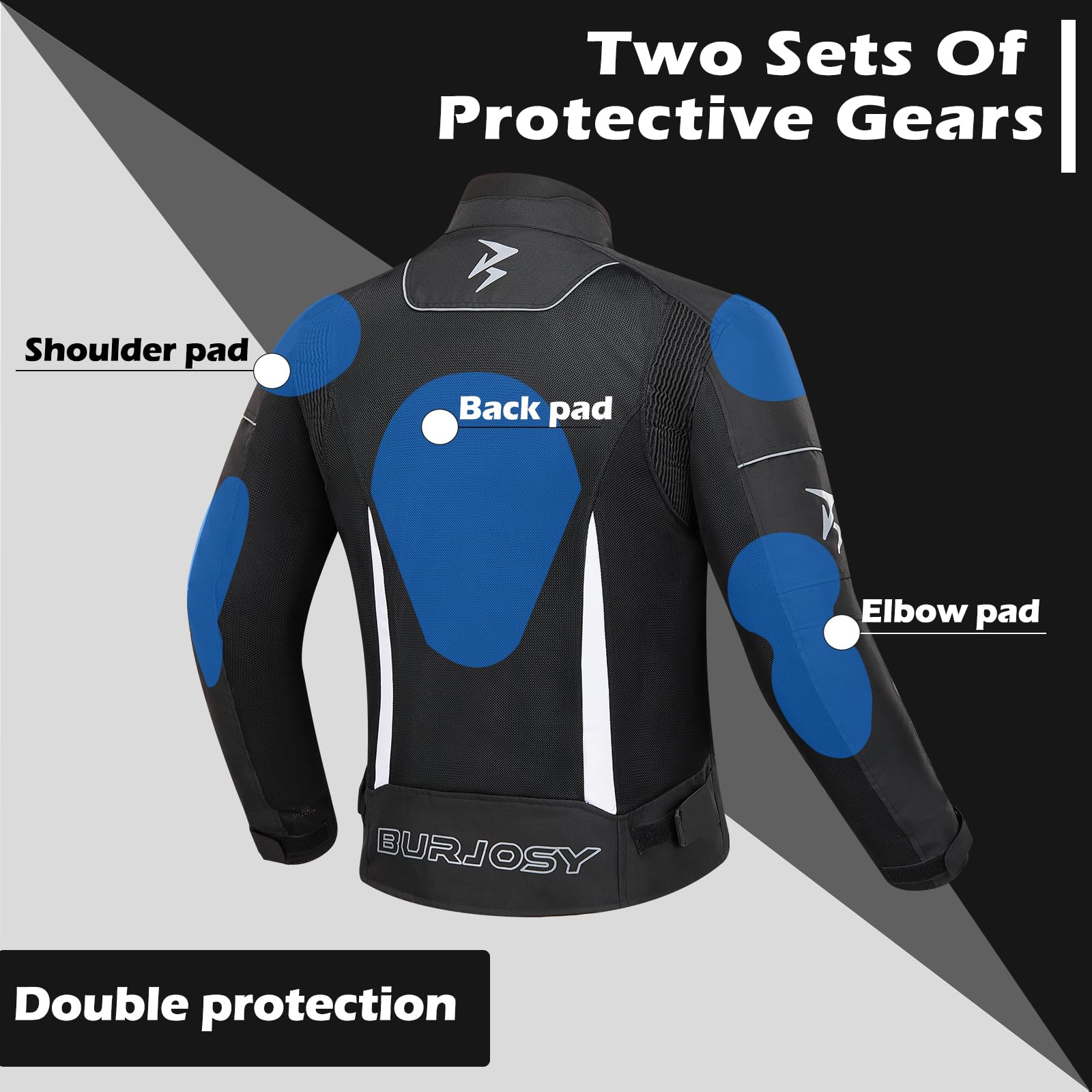 Chaqueta de moto de Verano para Hombre con Protectores, Chaqueta de Motocicleta de Malla Transpirable Reflectante Ligera