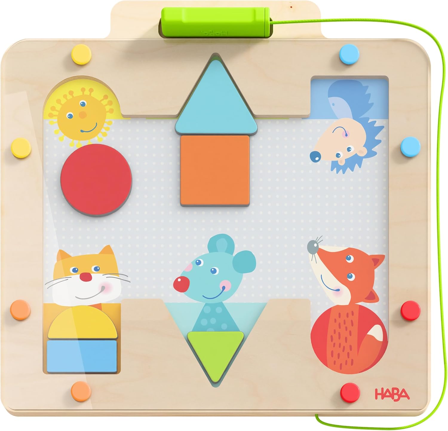 HABA Magnetic Game Shapes - Magnetic Toy with Magnetic Pen and Geometric Motifs - Promotes Motor Skills and Colour Learning from 3 Years - 2012362001