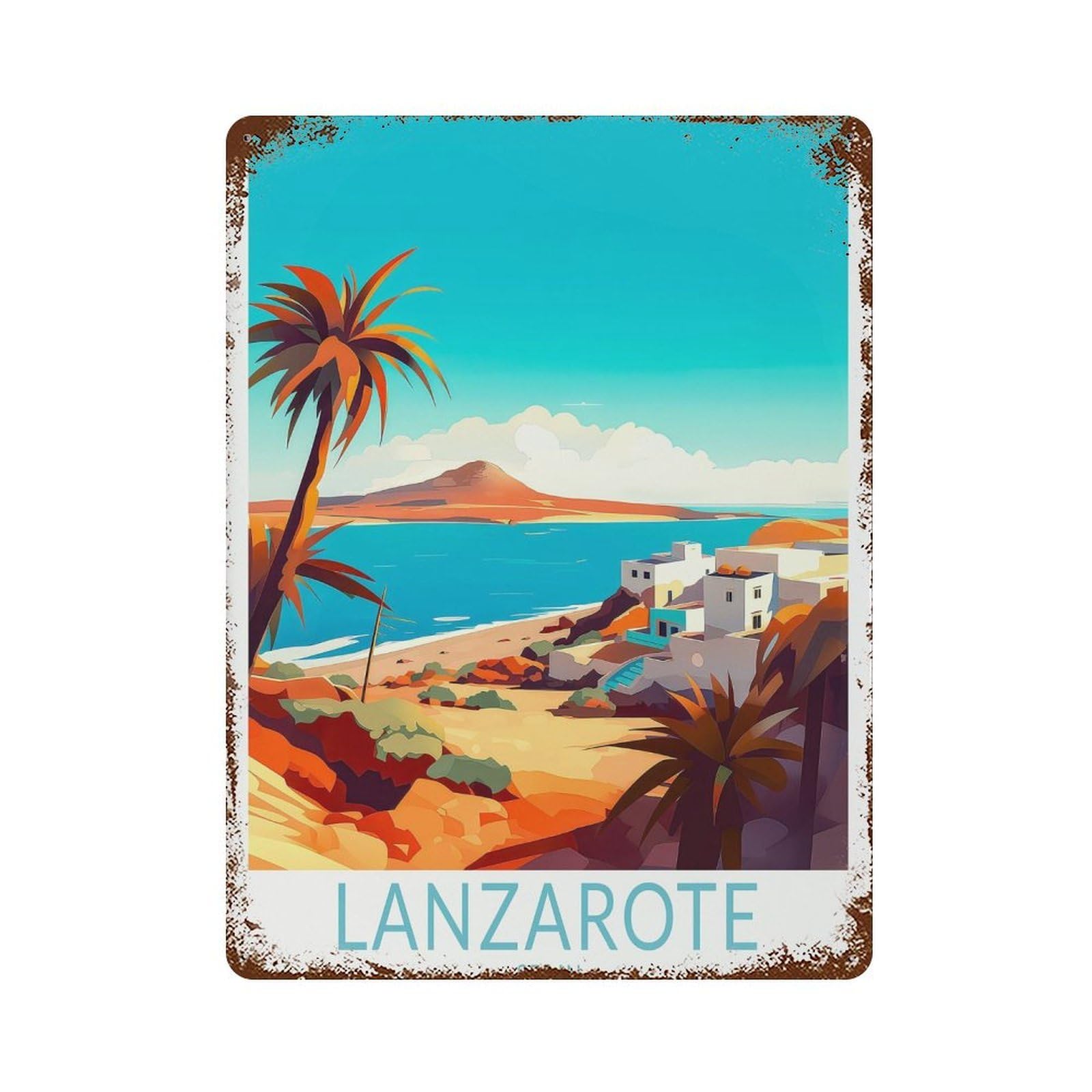 xiaoxiaoshen Lanzarote Travel Spain Wedding Gifts, Custom Gift Wall Decor Art Metal Tin Poster Modern Home Decor Art Home Bar Shop Decorations Vintage Sign 40x30cm