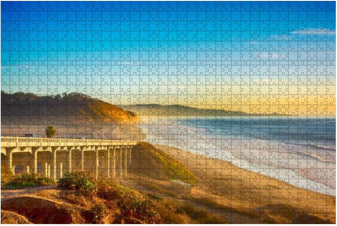 Pacific Coast Highway 101 in Del Mar 1000 Pieces Wooden Jigsaw Puzzles for Adults Decompression DIY Children Educational Puzzles Creative Games Toys Gift Home Decor