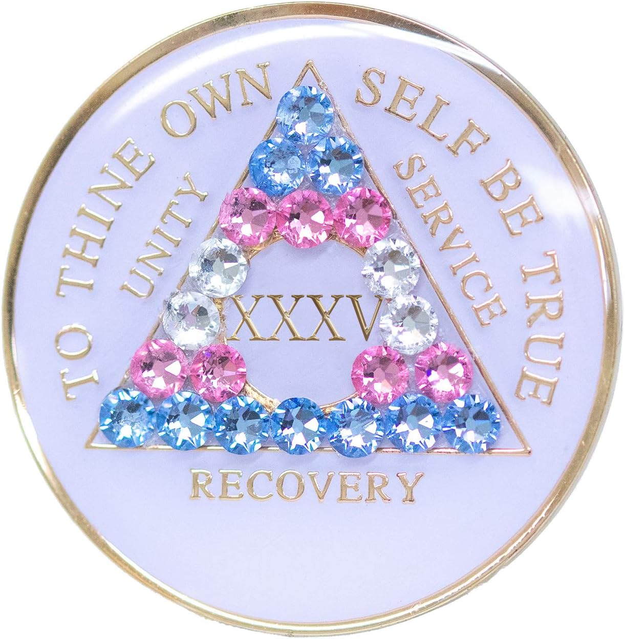 Sobriety Chip AA Transgender White Triplate LBGTQIA+ (35 Year)