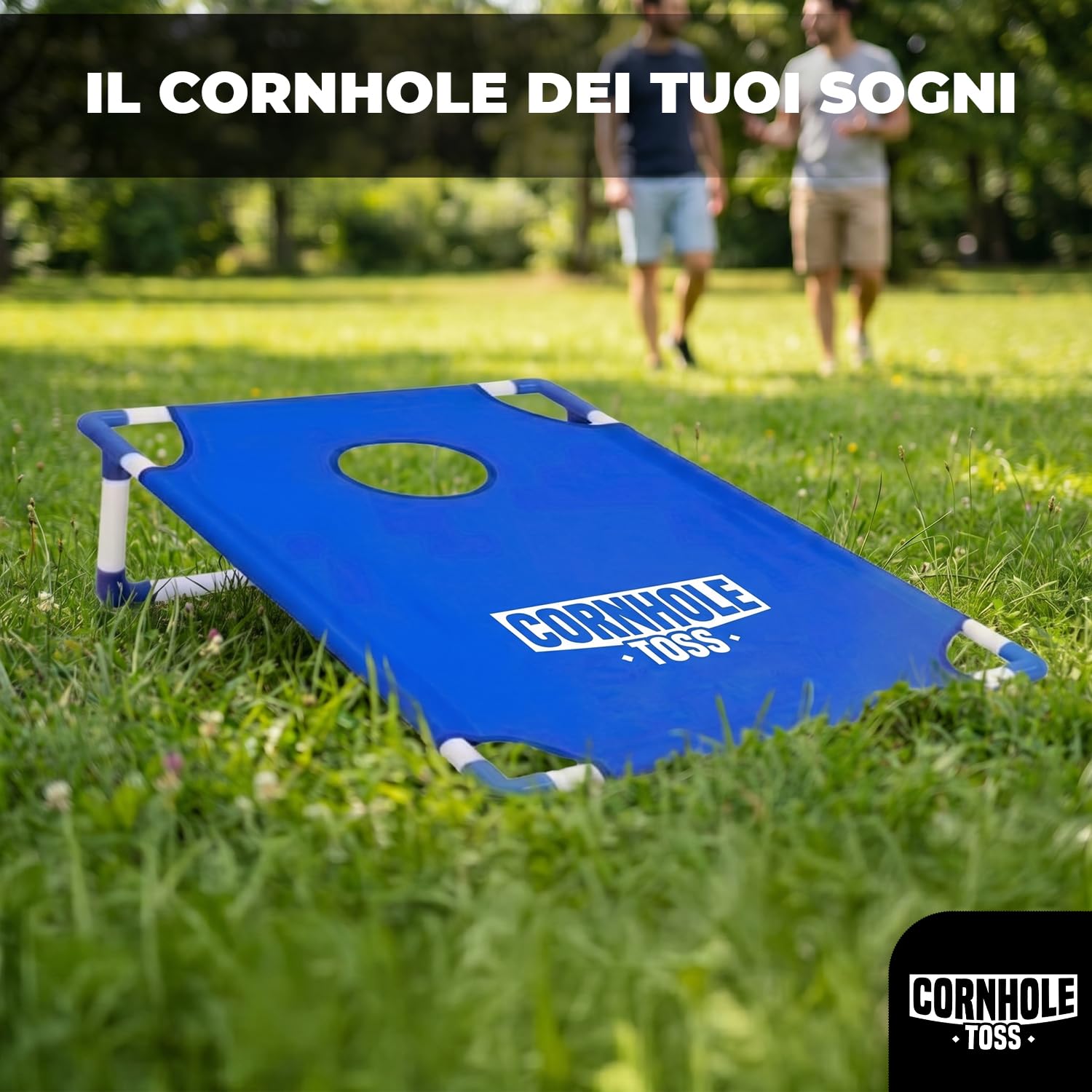 Cornhole Toss – Leggero e Pieghevole in Tessuto 90×60 cm – Set con 2 Tavole + 8 Sacchetti + Borsa da Trasporto – Gioco da Esterno per Adulti – Original Corner