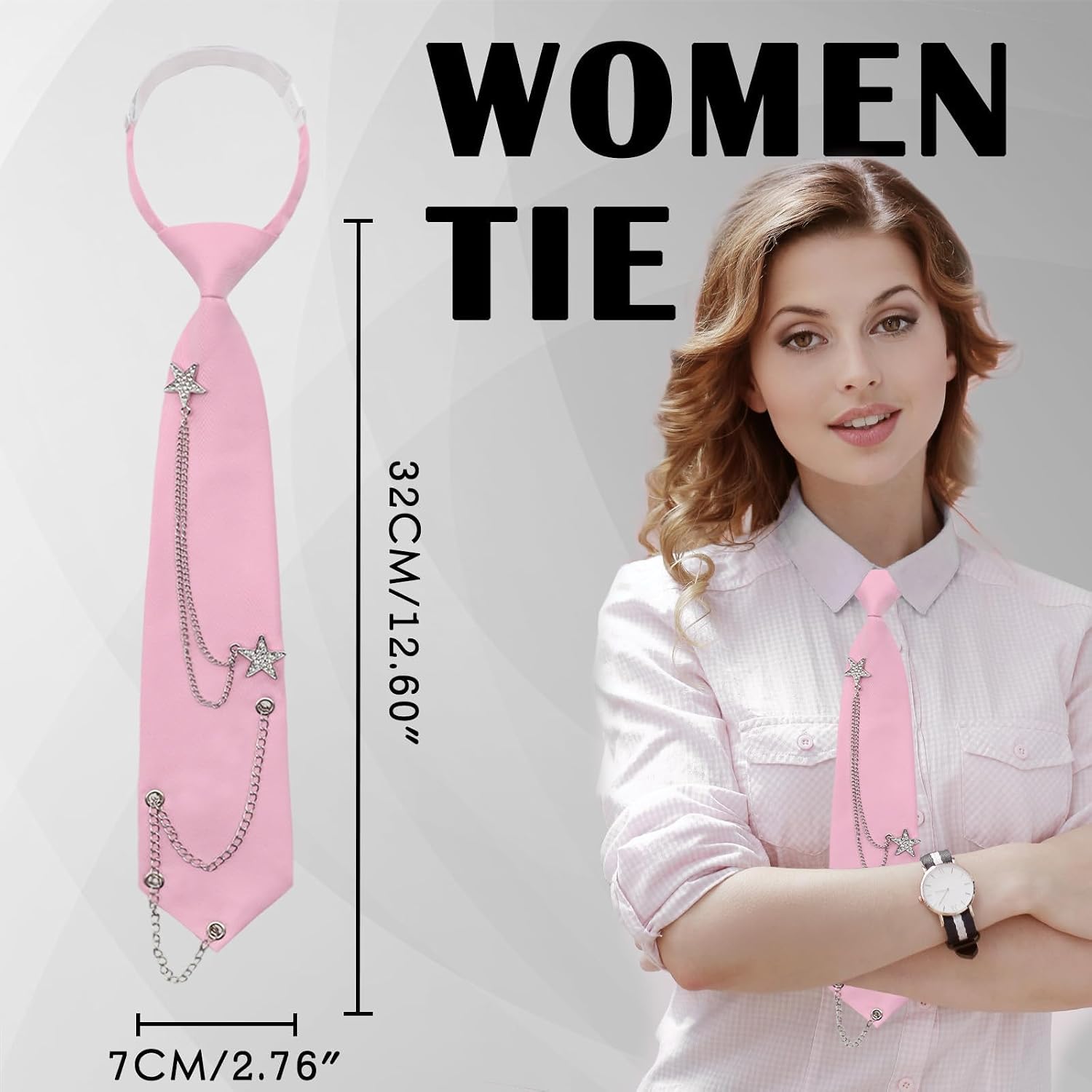 Luckyvestir Pre Tied Womens Black Tie Adjustable Fashion Style for Cosplay