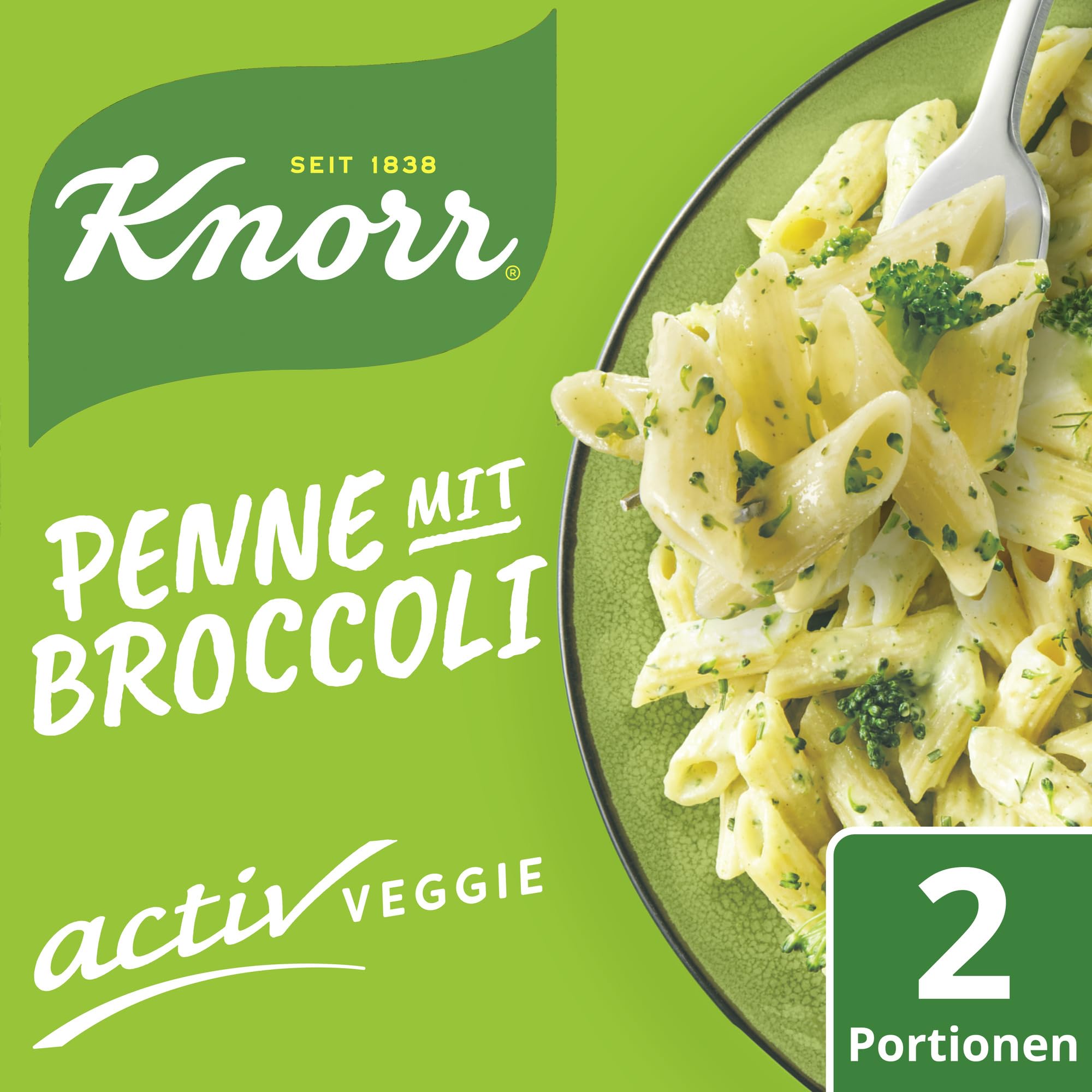 Knorr Activ Veggie Penne mit Broccoli Nudel-Fertiggericht, leckeres Nudelgericht 2 Portionen