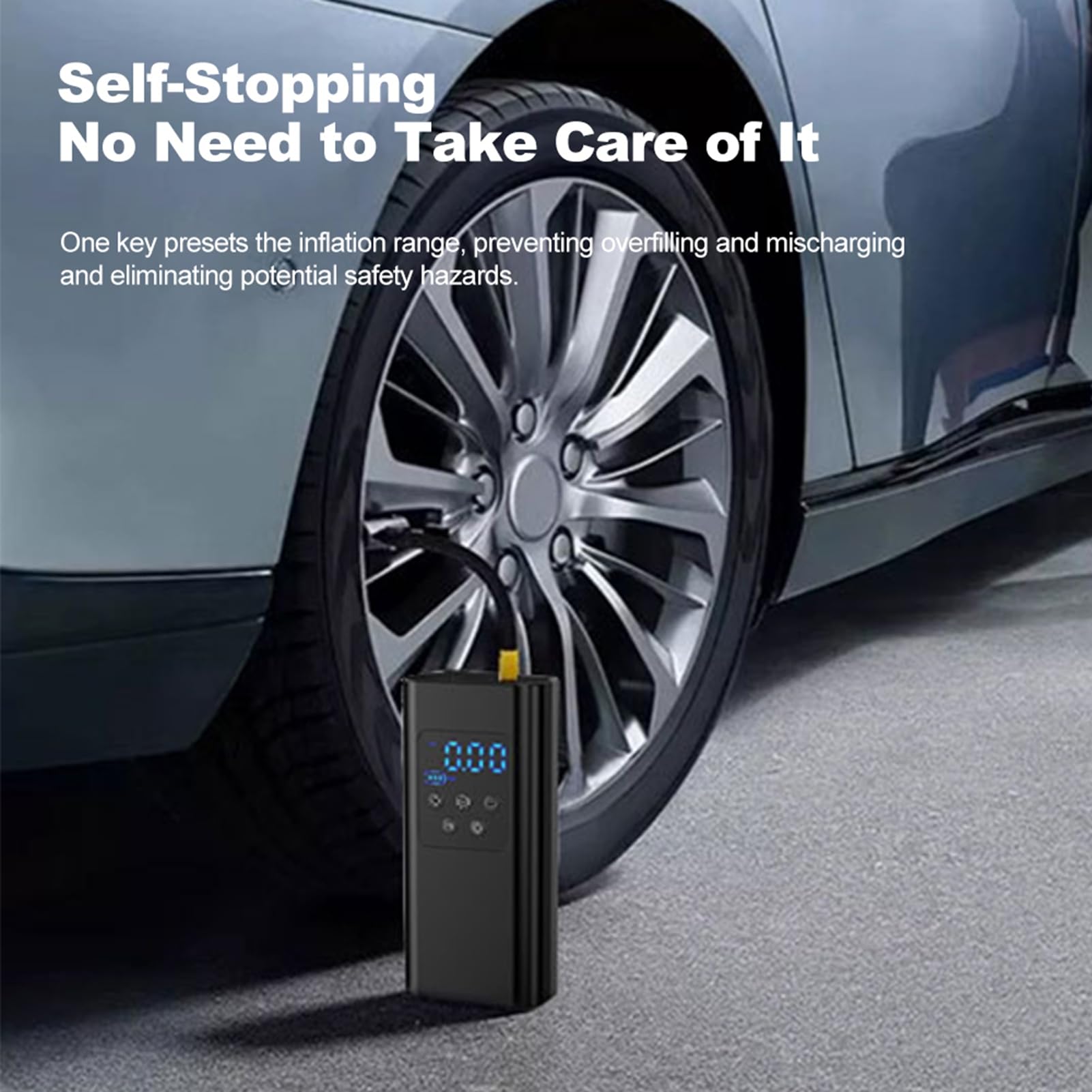 Gonfleur de Pneu compresseur d'air Portable 6000mAh 150PSI Pompe à Air pour pneus de Voiture Pompe à Pneu avec lumière LED pour Voiture Moto Balle (6000mAh)