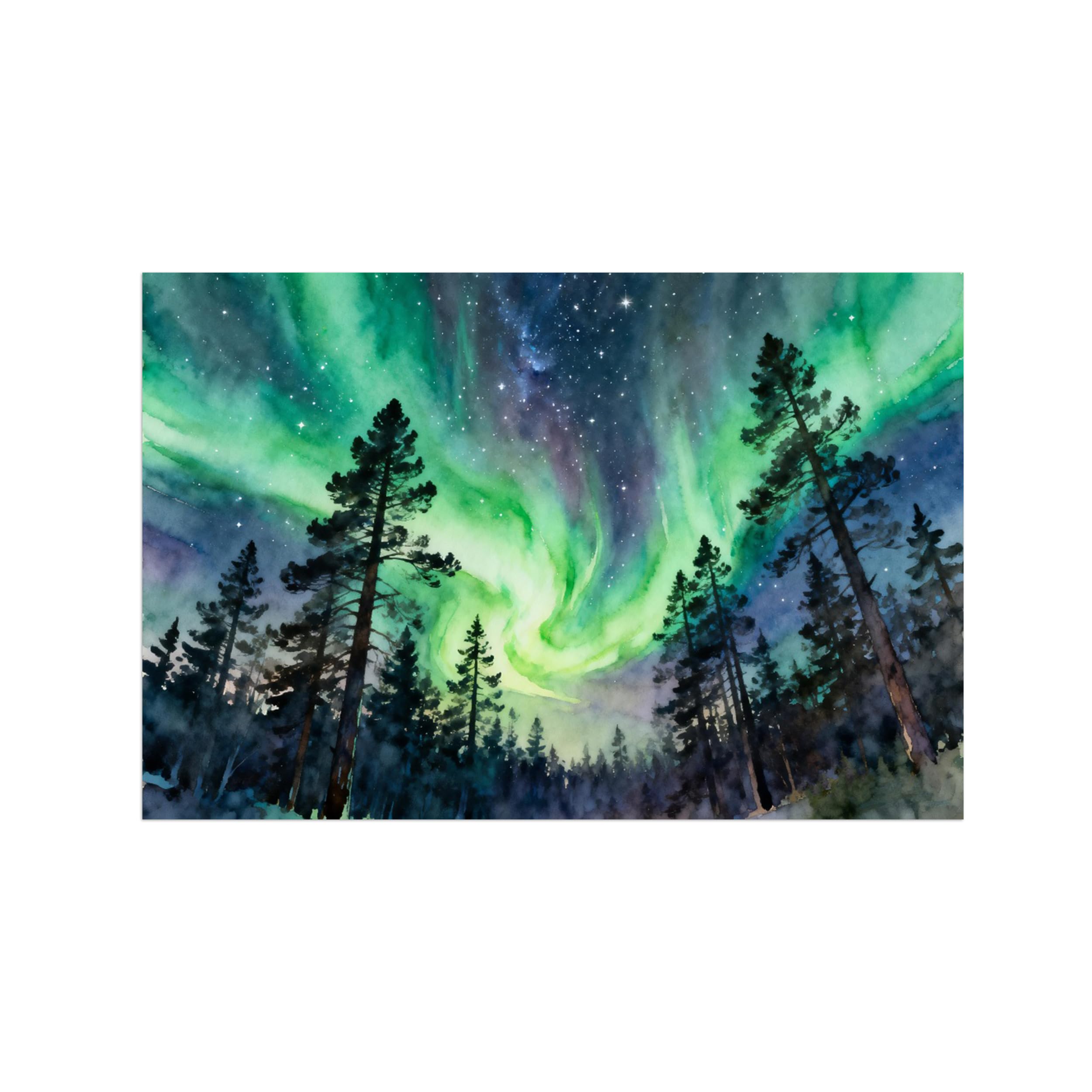 OZPWBVY Northern Lights Forest Landscape Canvas Wall Art Print Painting 70x105cm Unframed
