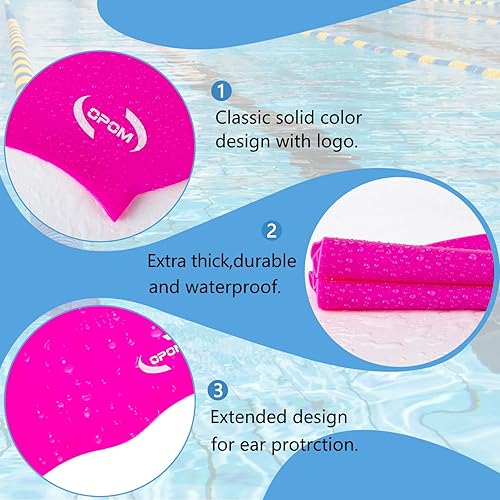 Miniatura 2 de Gorro de natación de silicona para mujer, sombreros de natación gruesos de alta elasticidad para cabello largo, gorras de natación para mujeres y