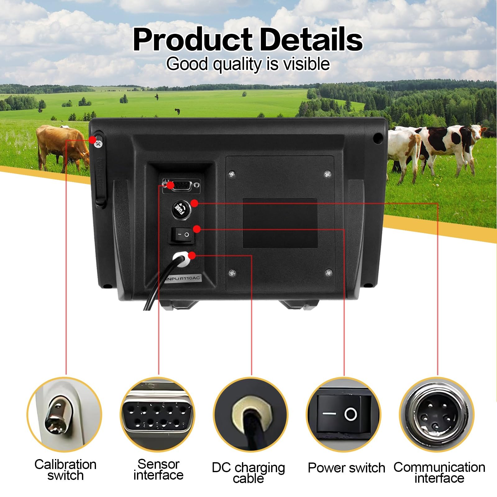 Bilancia Zootecnica Digitale Alta Precisione 11000LBS, 4 Celle di Carico, LED Display, Scatola Impermeabile Acciaio Inox per Bovini Suini Ovini