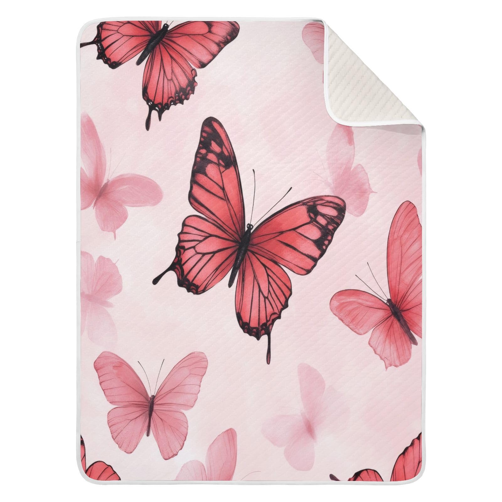 Burbuja Pink Butterflies Baby Blanket for Boys Girls, Nursery Soft Warm Swaddling Receiving Baby Blankets, 30x40 in Toddler Blanket