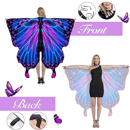 Miniatura 5 de Butterfly Wings Adult Costumes Fairy Wing Womens Shawl Colorful Butterfly Cape Nymph Pixie for Christmas Halloween Cosplay