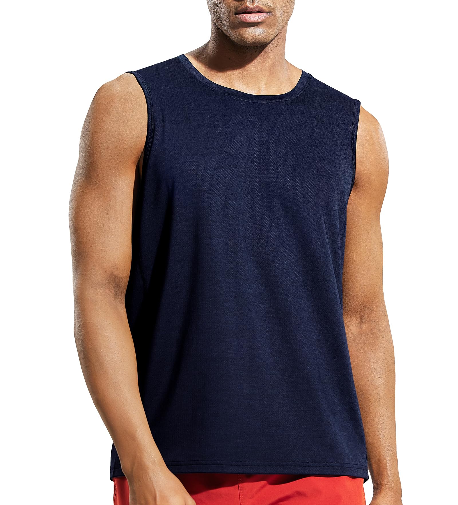 MIER Men’s Sleeveless Tank Top Dry Fit Workout Muscle Tee Shirt for Running Athletic Gym Sports Training, Moisture Wicking