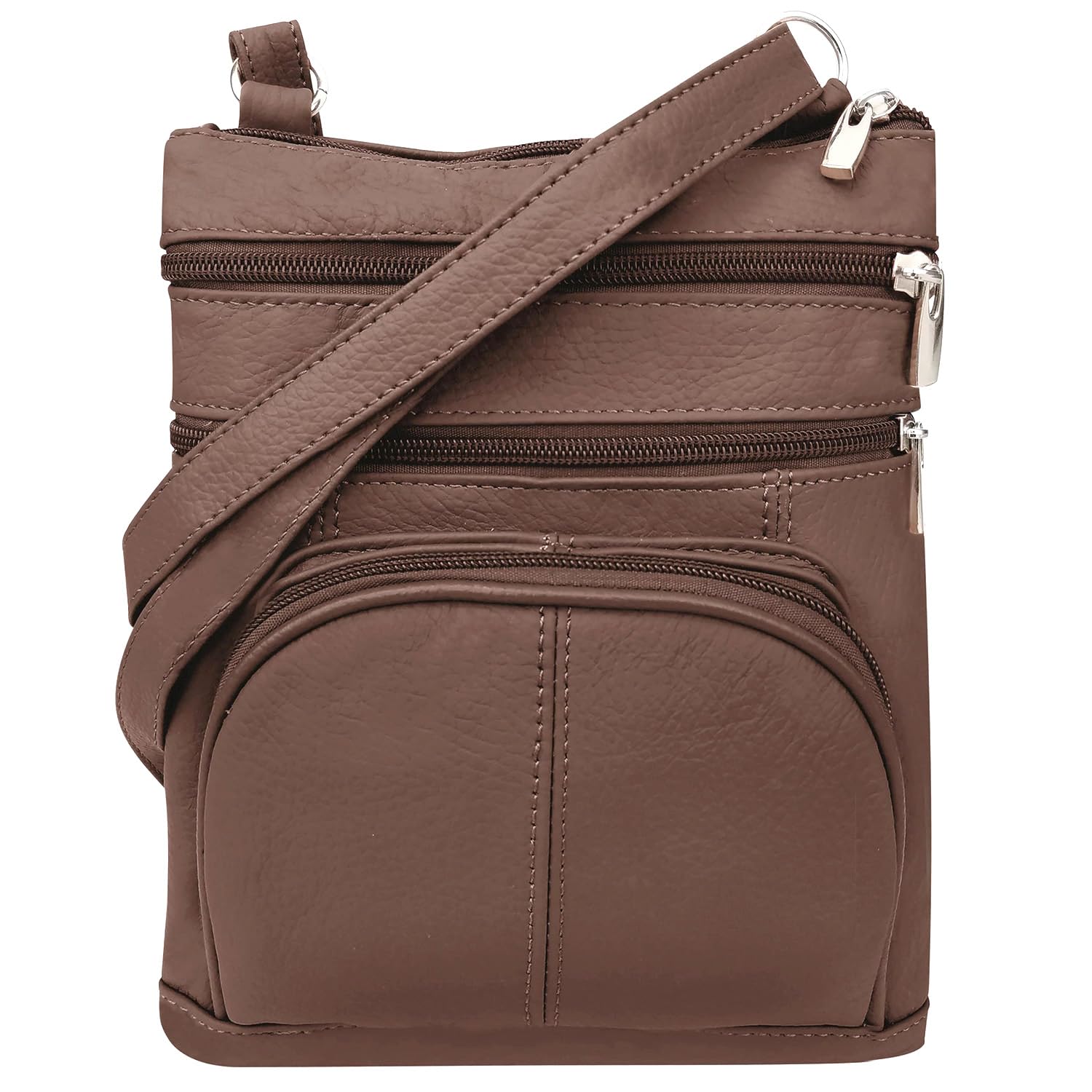 Silver Fever Women’s RFID-Blocking Crossbody Shoulder Bag - Top Grain Leather, Adjustable Strap, Multiple Pockets