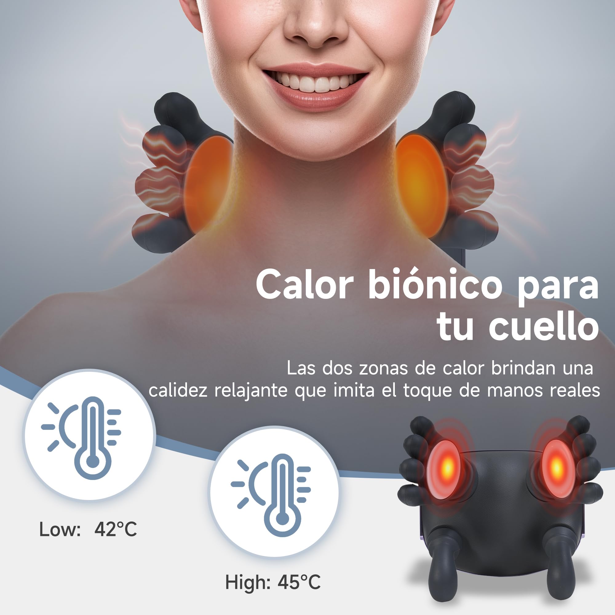 Masajeador Cervical y Espalda con Calor - Eléctrico Maseajor de Cuello y Hombros con 3 Niveles de Intensidad y 2 Niveles - Inalámbrico Shiatsu Neck Massager Regalos para Hombres Mujeres