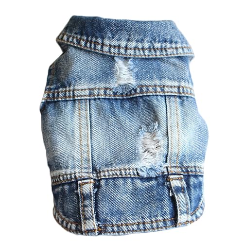 Chaqueta vaquera desgastada para perros pequeños, ropa de primavera y otoño, chaleco para perros