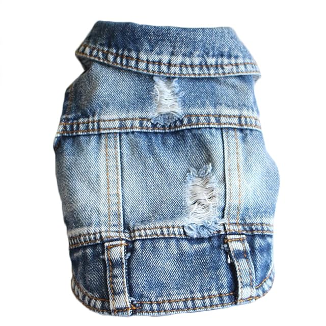 Chaqueta vaquera desgastada para perros pequeños, ropa de primavera y otoño, chaleco para perros
