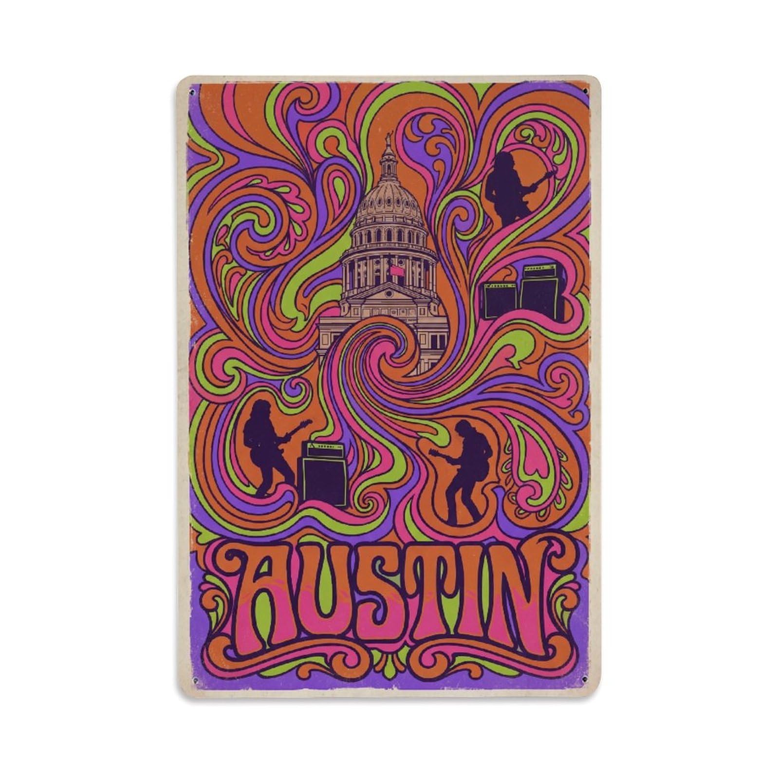 Huiyhb 8X12inch(20X30cm) Retro Travel Usa Austin Metal Tin Sign