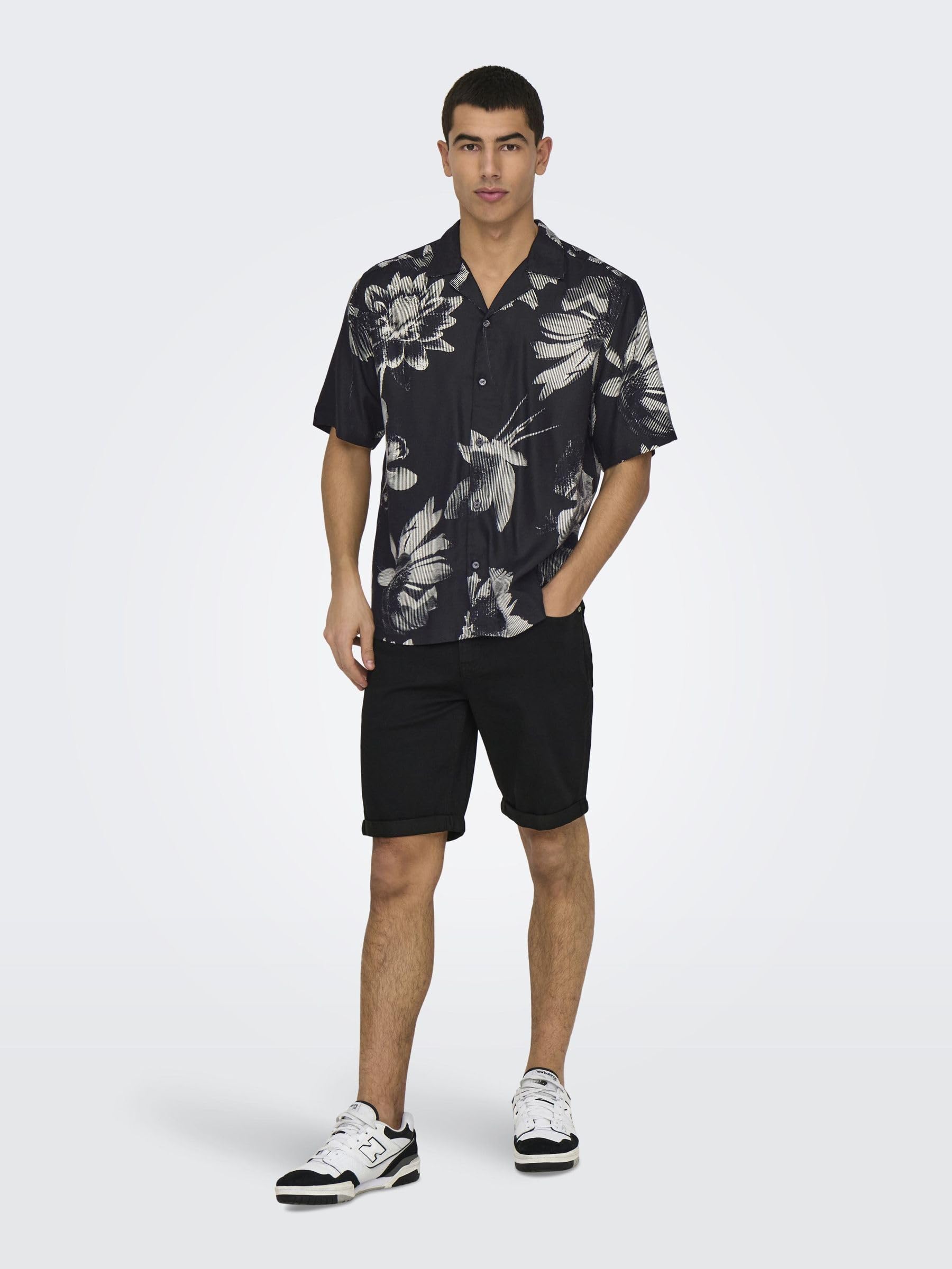 Only & Sons Onsply Jog Blk 0280 Pim Dnm Shorts Noos - Szorty jeansowe Mężczyźni