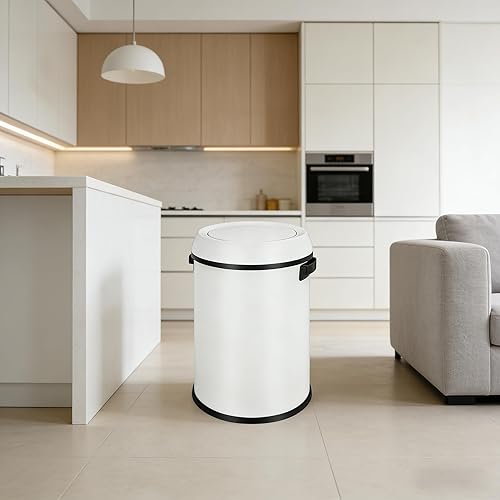 Miniatura 9 de PeakPursuit 17 Gal65 L Trash Can, Stainless Steel Swing Top Trash Can, Fingerprint-Proof Commercial Round Rubbish Bin, Grade Waste Garbage Can for