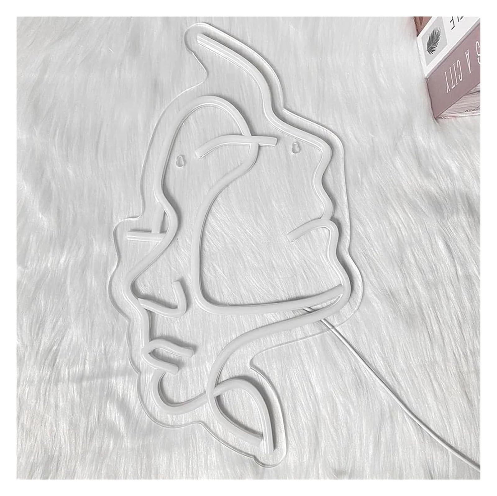 Lampada da parete in acrilico con linea estetica bianca, alimentata per insegna al neon, per camera letto e ufficio