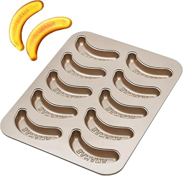 10-Cavity Banana Shaped Cake Pan, Non-Stick Banana Cake Baking Mold