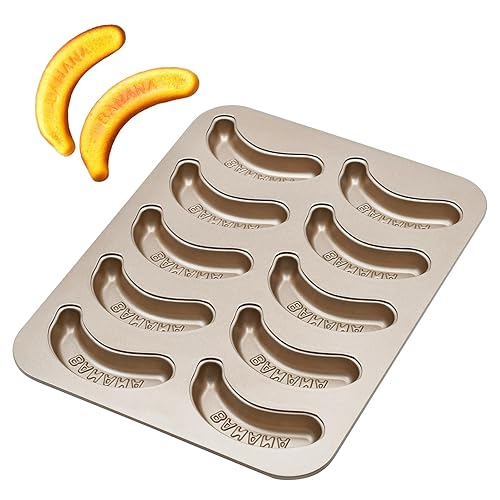 10 Cavity Banana Shape Cake Pan, Carbon Steel Banana Baking