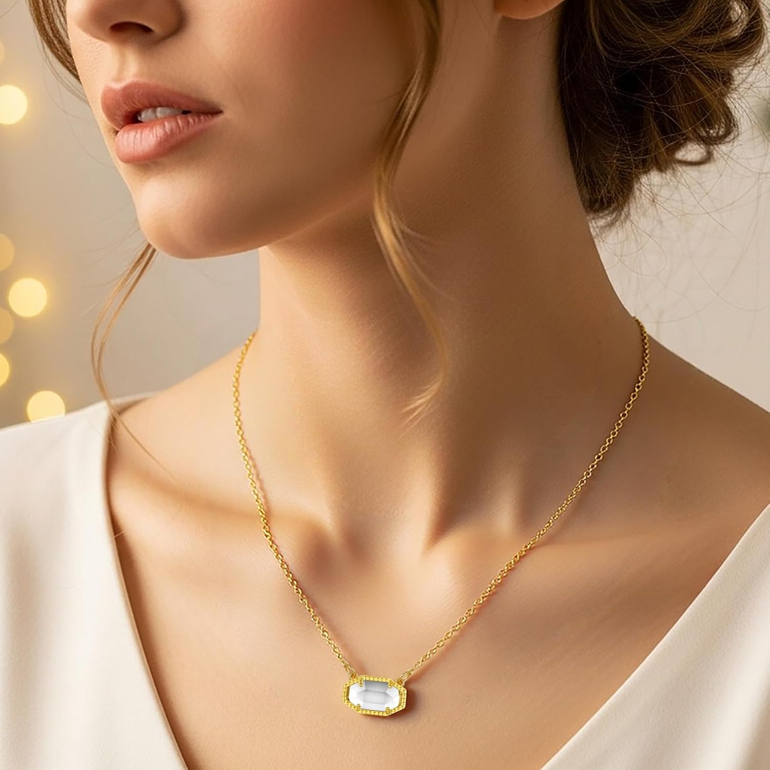 Birthstone Necklace for Women 14K Gold Plated Dainty Pendant Teen Trendy Stuff Jewelry Gift Chain 17+3 Inch - Image 5