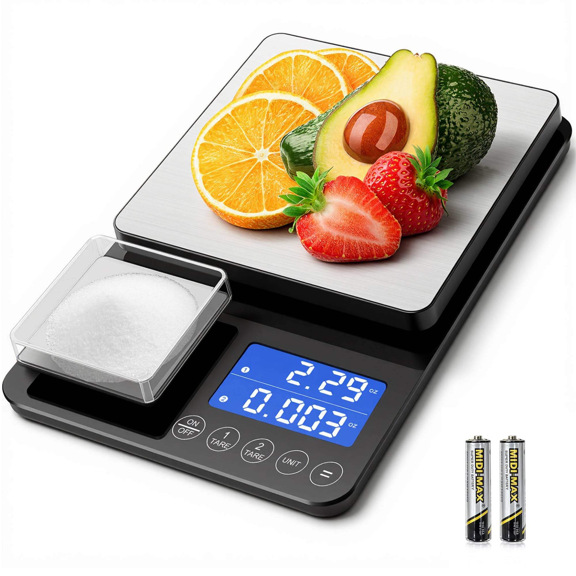 Bilancia da cucina digitale, con 2 piattaforme, 15 kg/1 g