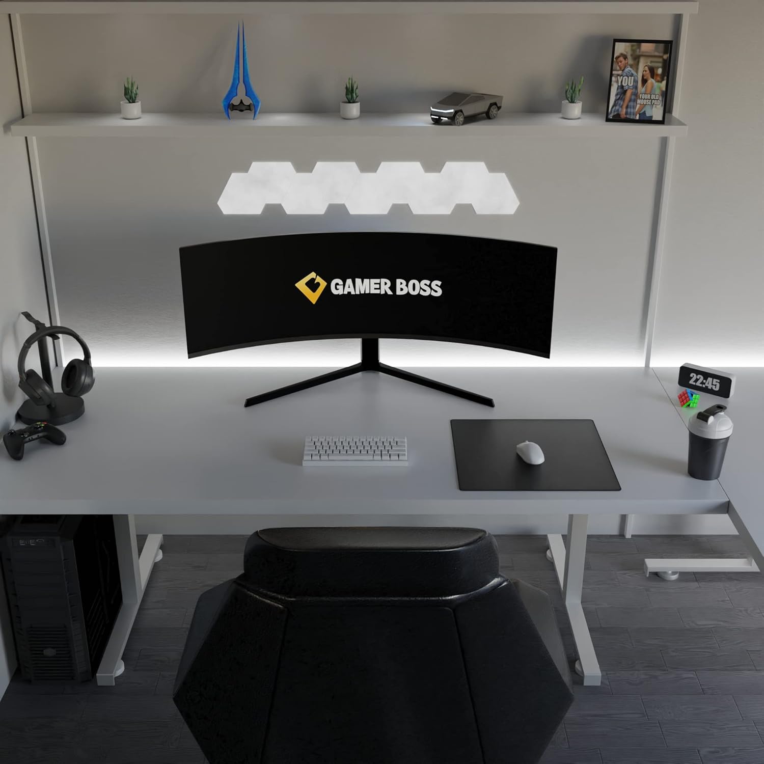 Gamer Boss - Gaming Mouse Pad - 18 x 16 Inches - 4mm Thick with Stitched Edges, Non-Slip Rubber Base, Premium Cloth Mousepad, Desk Mat for Laptop, Keyboard, Computer & PC (Medium, Black) 18" x 16" Black