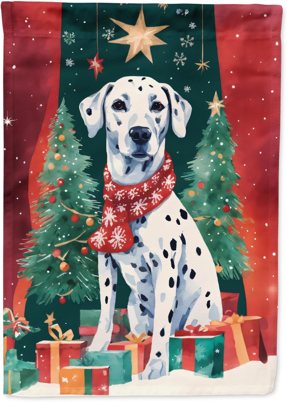 Caroline's Treasures DAC3437CHF Dalmatian Christmas House Flag Large Porch Sleeve Pole Decorative Outside Yard Banner Artwork Wall Hanging, Polyester, House Size, Multicolor