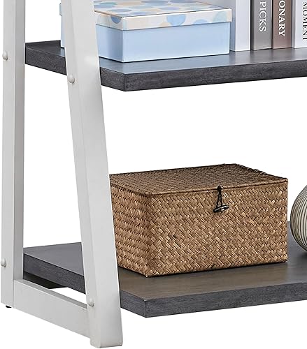 Miniatura 7 de KEVINSPACE Estantería de escalera de 4 niveles, estantería de escalera montada en la pared con 2 cajones, estantería moderna con marco de metal