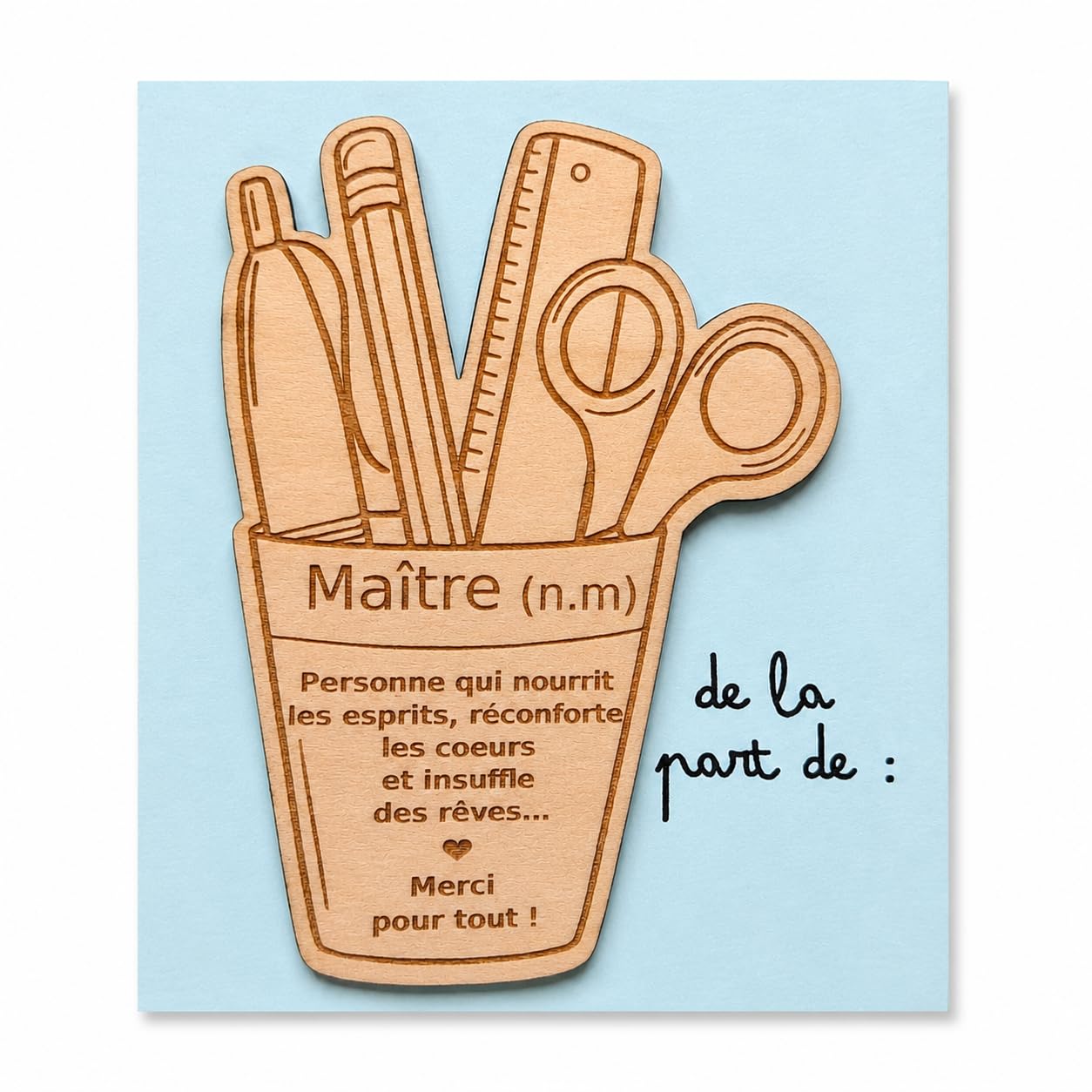 Aimant Maître Fin d'Année Scolaire Bois Gravé Laser – Cadeau Personnalisable Enseignant Frigo École Primaire