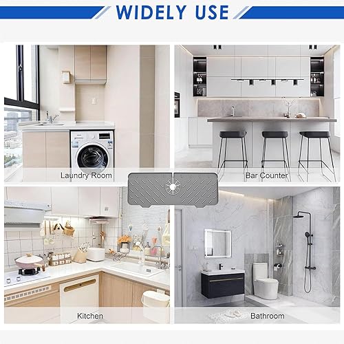 Miniatura 6 de Jokvaex Protector contra salpicaduras para fregadero de cocina, bandeja de silicona con mango de grifo, alfombrilla y jabonera y soporte de esponja