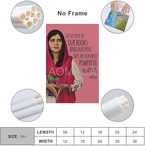 Miniatura 2 de RCIDOS Póster de Malala Yousafzai con cita artística de Malala Yousafzai (14) pósteres e impresiones de pintura en lienzo para decoración de sala de