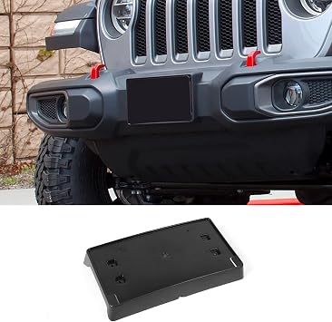Jimen Compatible with 2018-2025 Jeep Wrangler JL JLU & Gladiator JT, Front License Plate Holder Frame Mount Bracket Black