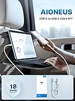 Vista 7 de Aioneus Cable USB C a USB C de 60 W, 6 pies, cable C a C, cable de carga rápida para iPhone17, cargador USB tipo C, cable de carga trenzado USBC a