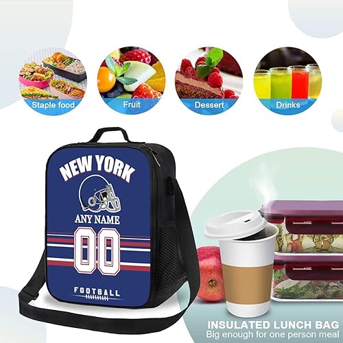 Miniatura 3 de Lonchera de Nueva York, bolsa de almuerzo personalizada, nombre y número personalizados, correa ajustable, bolsa de almuerzo aislada deportiva,