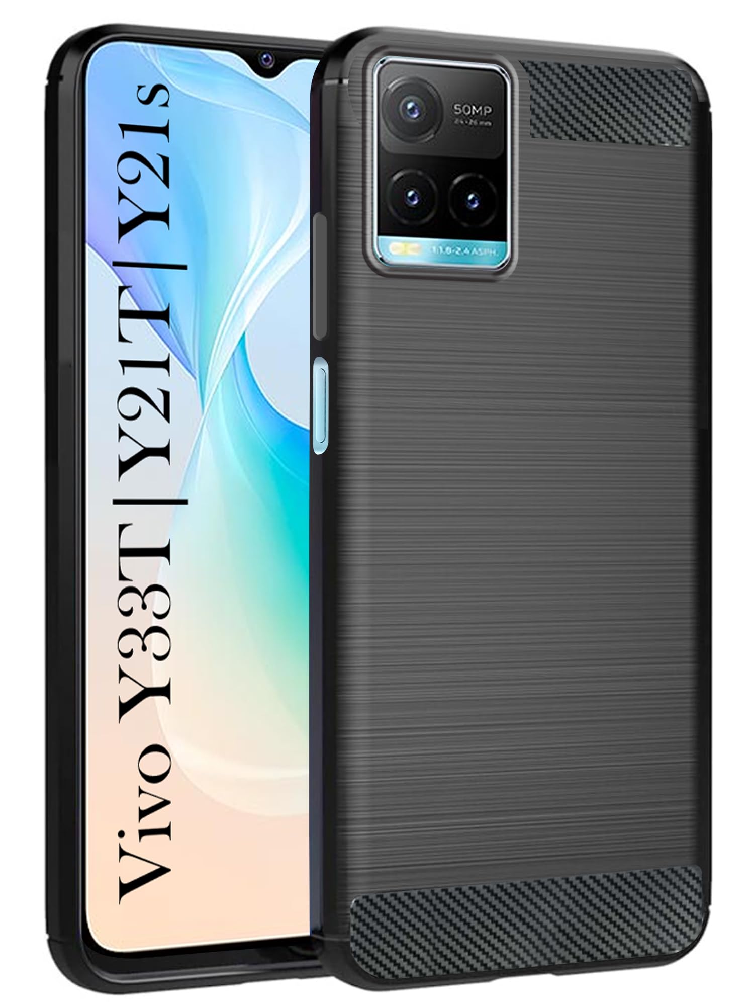 Jkobi Back Cover Case for Vivo Y33T | Vivo Y21T | Vivo Y21s (Hybrid Armor Case | Carbon Fiber Shockproof | Soft and Flexible | Black) (B0D62K8H15) Amazon Price History, Amazon Price Tracker