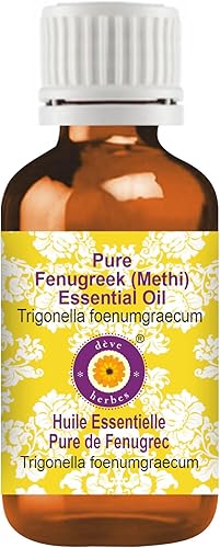 Deve Herbes Pure Fenogreek (Methi) Aceite esencial (Trigonella foenumgraecum) destilado al vapor, 1.7 fl oz (1.69 oz)