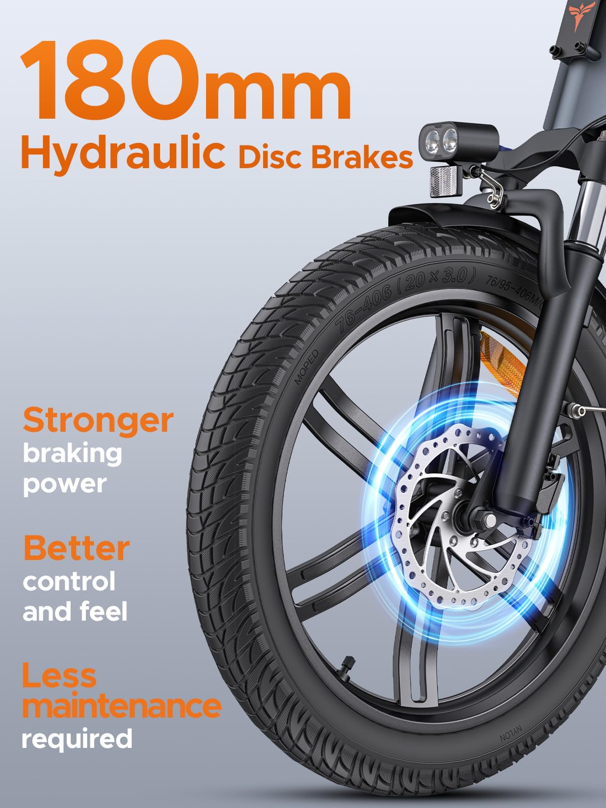 Close-up of the 180mm Hydraulic Disc Brakes on the ENGWE LE20 Ebike