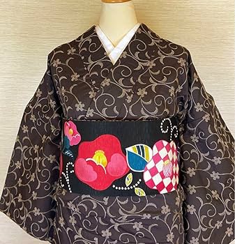 着物　茶色　茶系　花柄　花　花模様 Amazon.co.jp: 百華園 刺繍 着物 ブラウン 茶色 蔦花柄 きもの