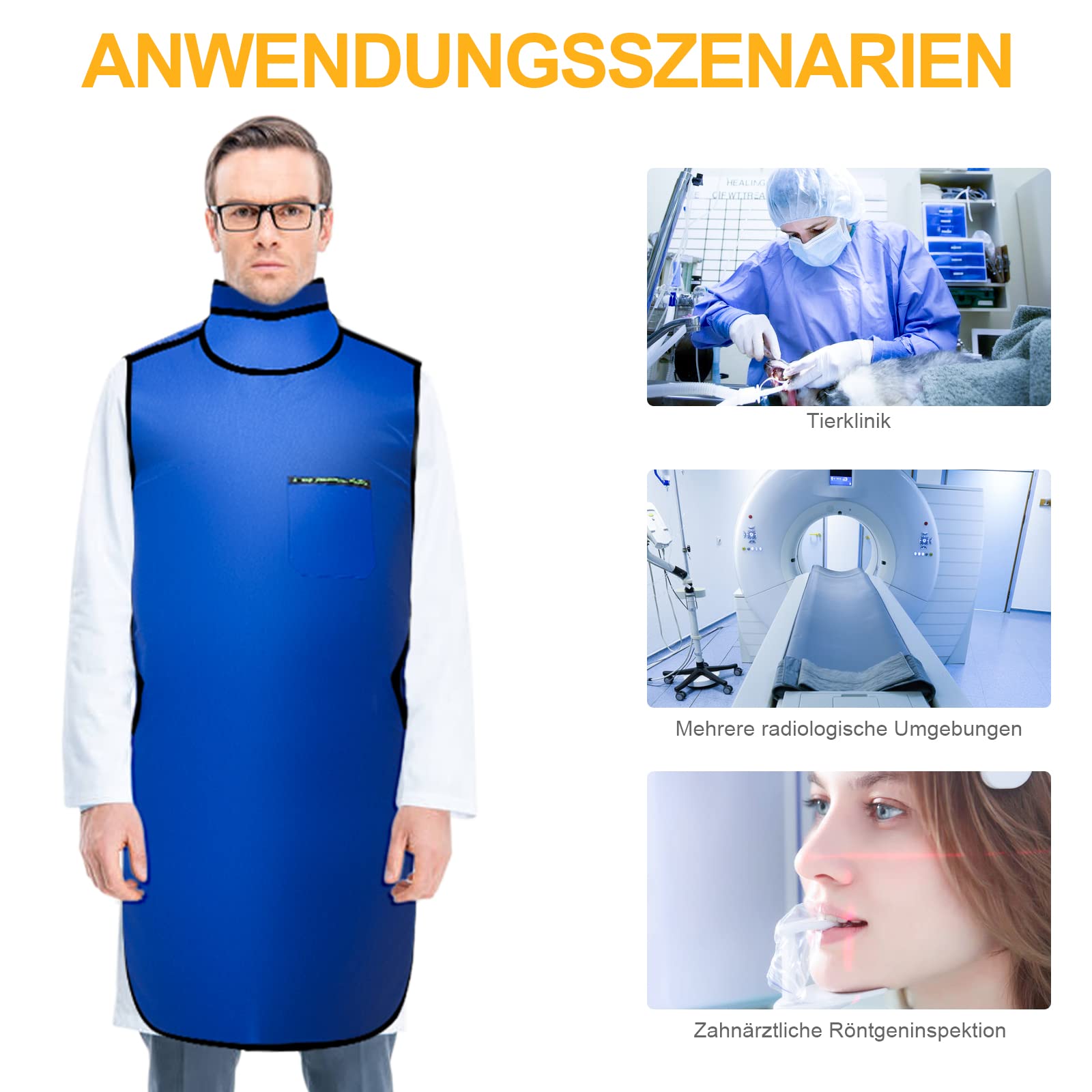 Tablier de protection contre les rayons X 0,5 mm Pb avec protection thyroïde plombée pour adultes