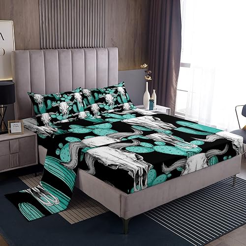 Miniatura 8 de Erosebridal Juego de sábanas geométricas onduladas tamaño Queen, juego de sábanas étnicas doradas y negras en forma de abanico con plumas