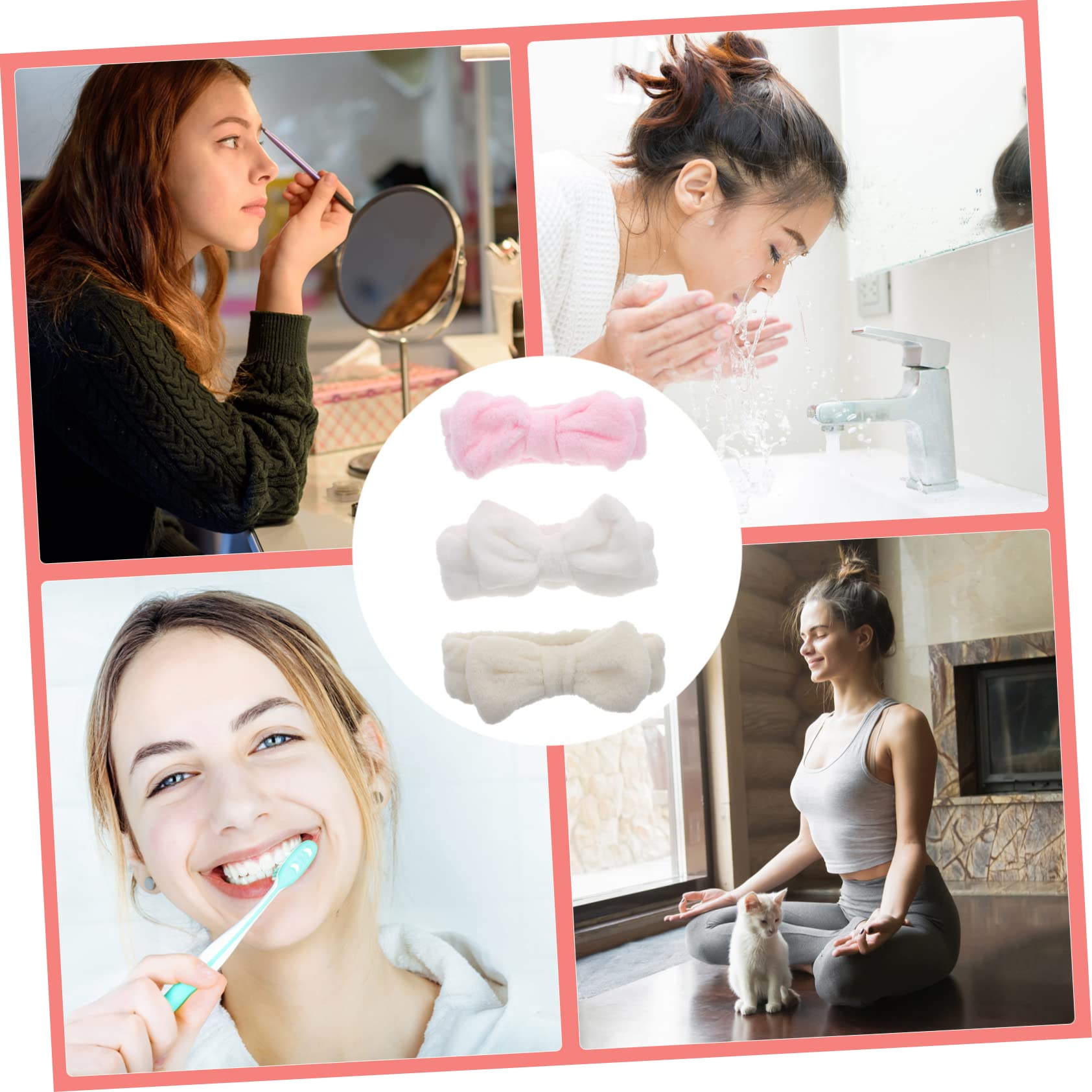 Ipetboom 9pezzi Fasce Per Fleece Elastici Per Makeup Spa e Rosa Accessori Cosmetici Per e Ragazze