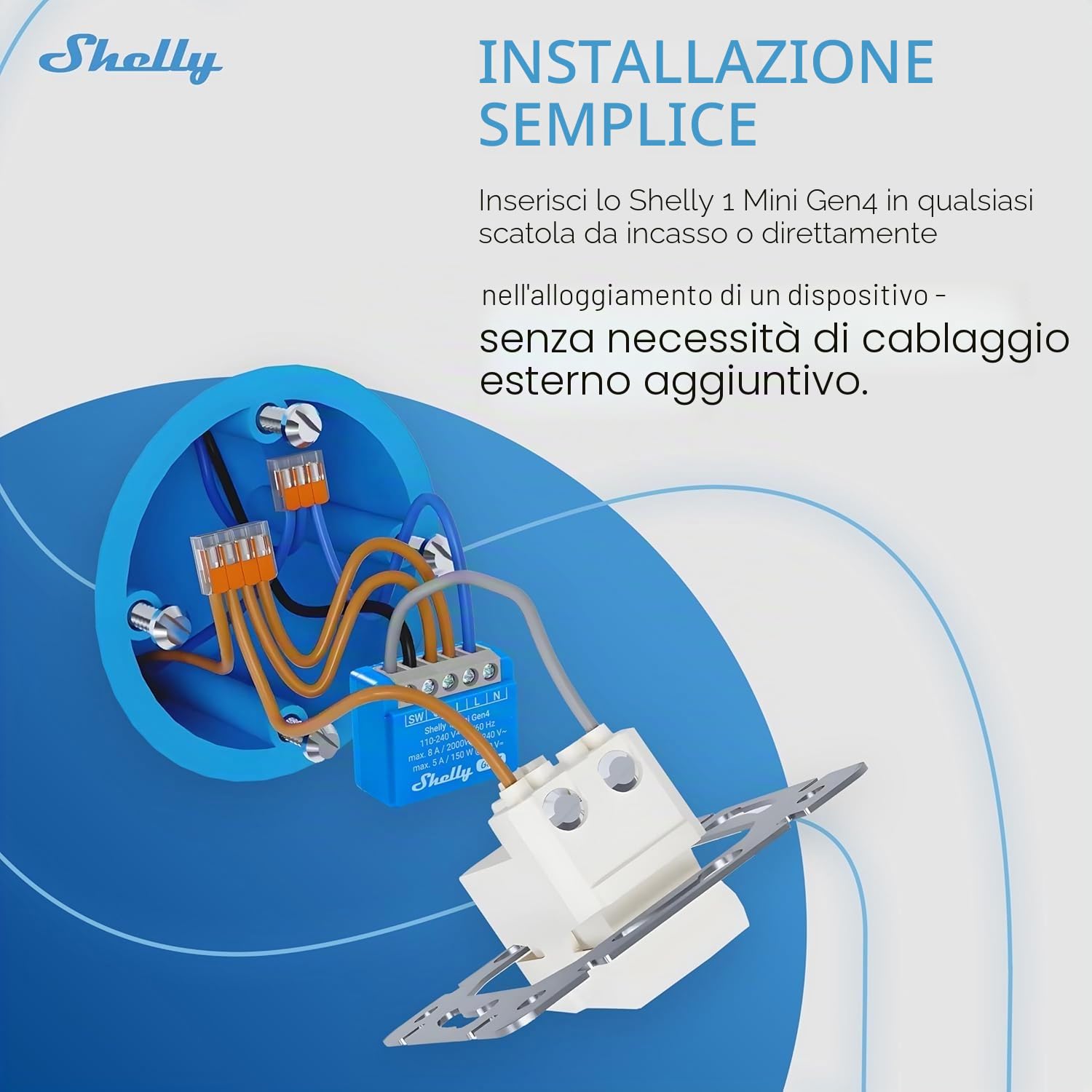 Shelly 1 Mini Gen4, confezione da 4 interruttori smart WiFi, 1 canale, 8 A, contatto senza potenziali, automazione domestica, controllo remoto, nessun hub necessario, Alexa, Google Home, Apple HomeKit