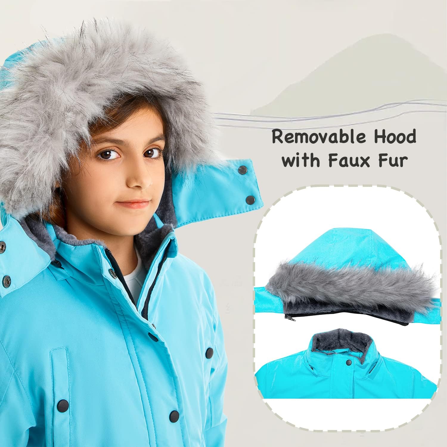 FARVALUE Girls' Long Winter Coats Warm Parka Lined Puffer Jacket Thicken Fleece Hooded Coat with Fur Collar for Girls - Image 5