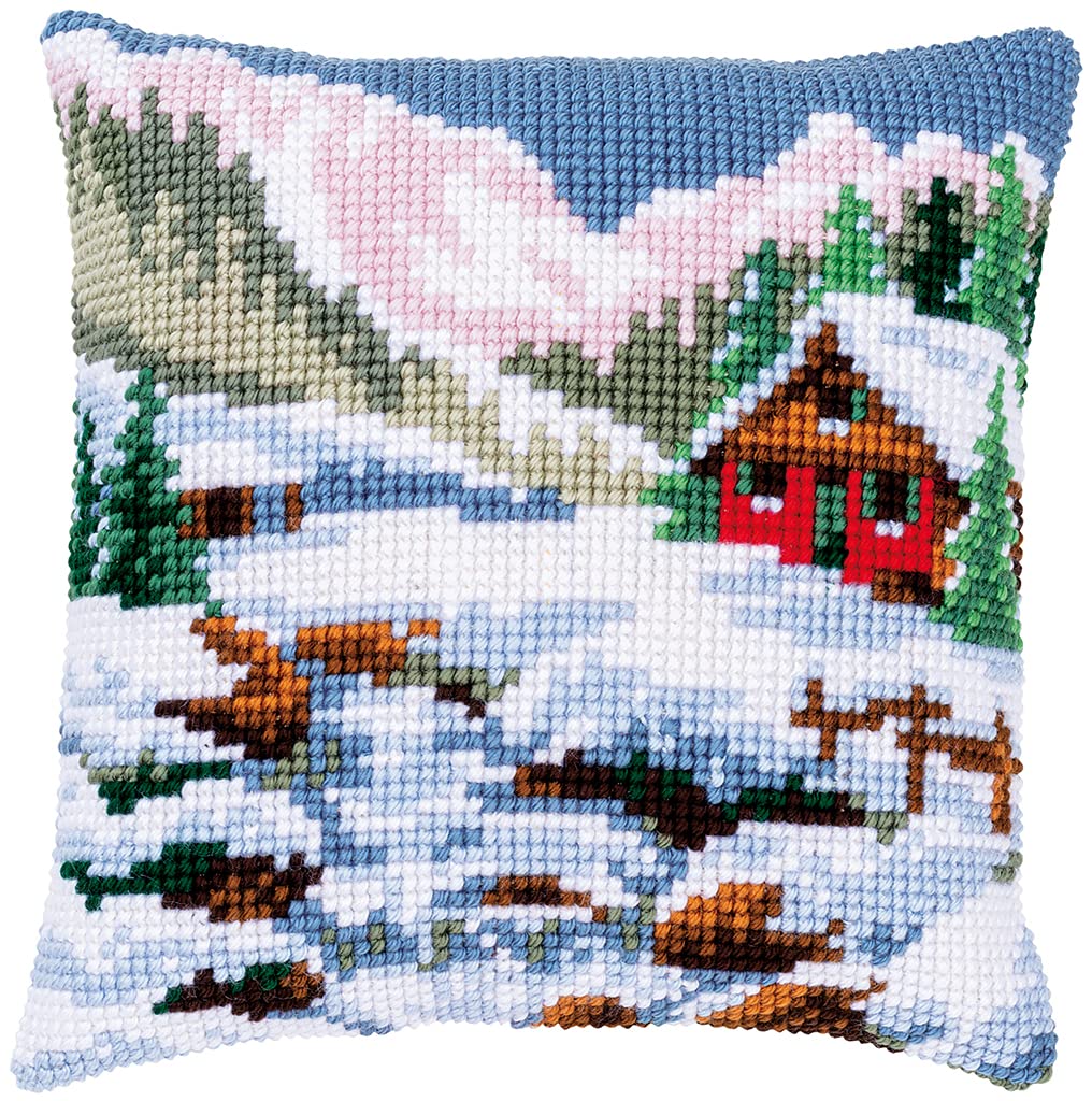 VERVACO Kit Cuscino Punto Croce "Cane Che Dorme" - Set Ricamo Per Principianti Con Tela Gobelin 40x40 Cm, Fili DMC E Istruzioni, Ideale Per Regali Fai Da Te