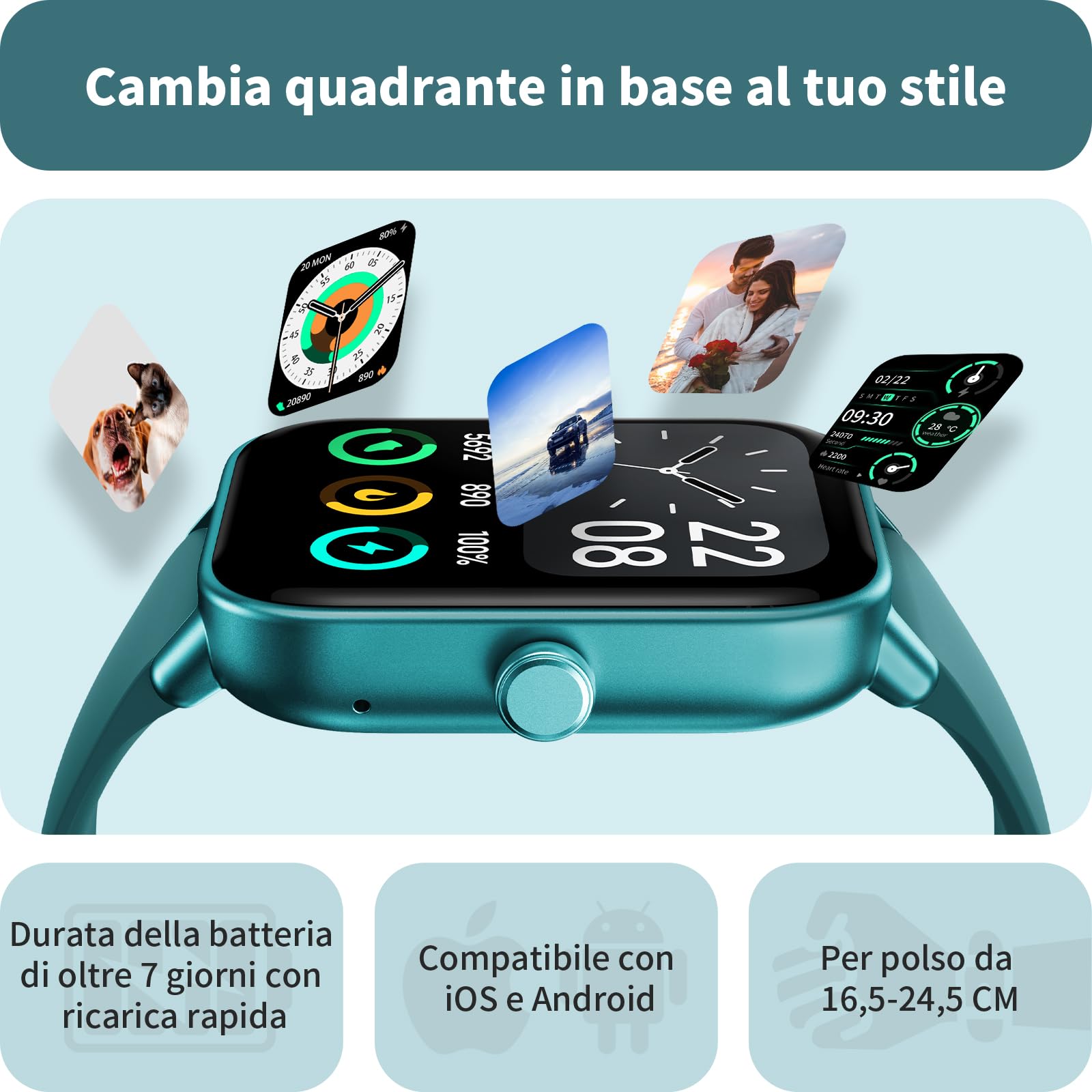 Smartwatch Uomo Rispondi/Effettua Chiamate e Alexa, 1.8" Orologio Smartwatch SpO2/Frequenza Cardiaca/Sonno/Stress, Contacalorie/Passi/Distanza, 120 Modalità Sport, Orologio Fitness IP68 Regalo Uomo